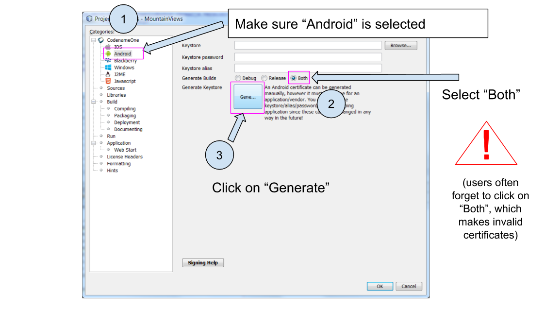 Android properties of your project